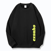 a black sweatshirt with a yellow logo on it