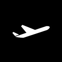 a white airplane icon on a black background